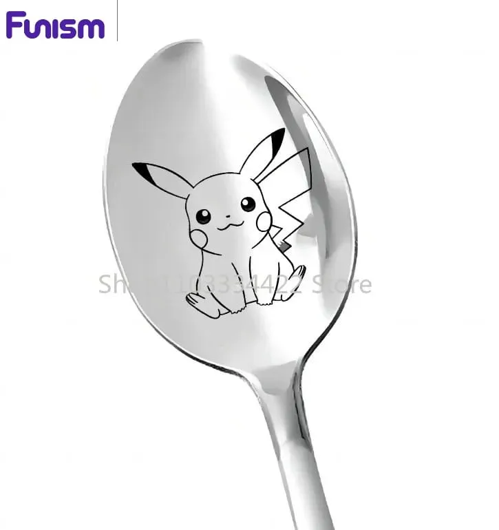 FUNISMPokemon Pikachu Children Spoon Cute Baby Soup Stainless Steel Ladle Home Food for Tableware Spoon Birthday Gifts — image 6