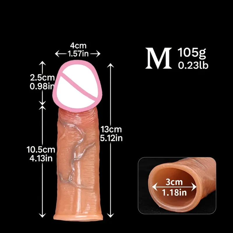 Penis Enlargement for Men Sleeve Cock Ring Delay Ejaculation Penis Extender Condom Lock Ring Sex Toys Artificial Penis Training — image 15