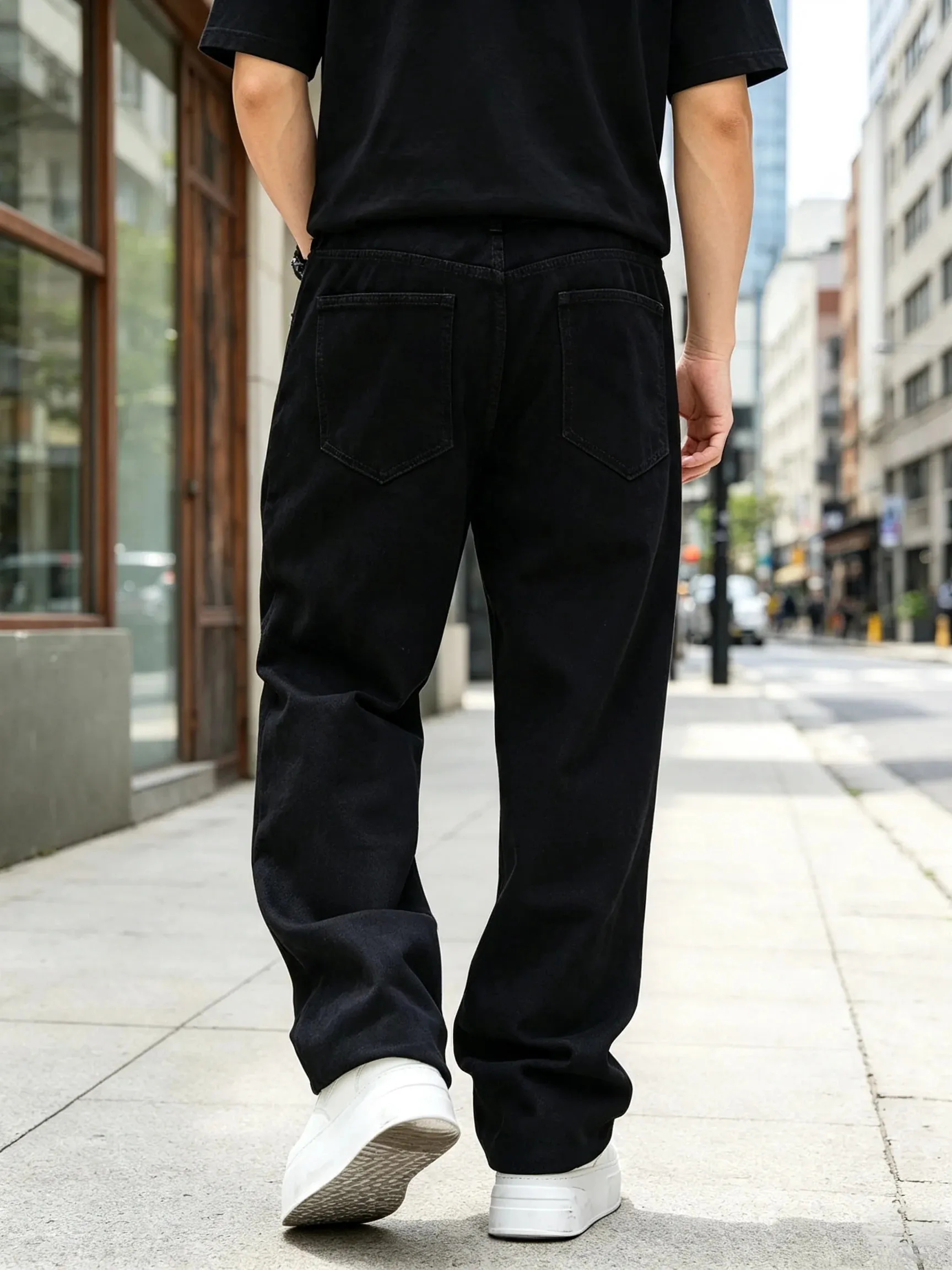 Men Wide Leg Jeans Loose Straight Denim Pants Casual Baggy Trousers Streetwear Hip Hop Daily Wear Fashion Mens Casual Bottoms — image 2