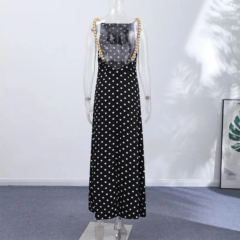 Sexy Bead Strap Maxi Dresses Women's Slim Sleeveless Backless Waist-cinching Hip-wrap Dress 2026 New Ladies Summer Evening Grown