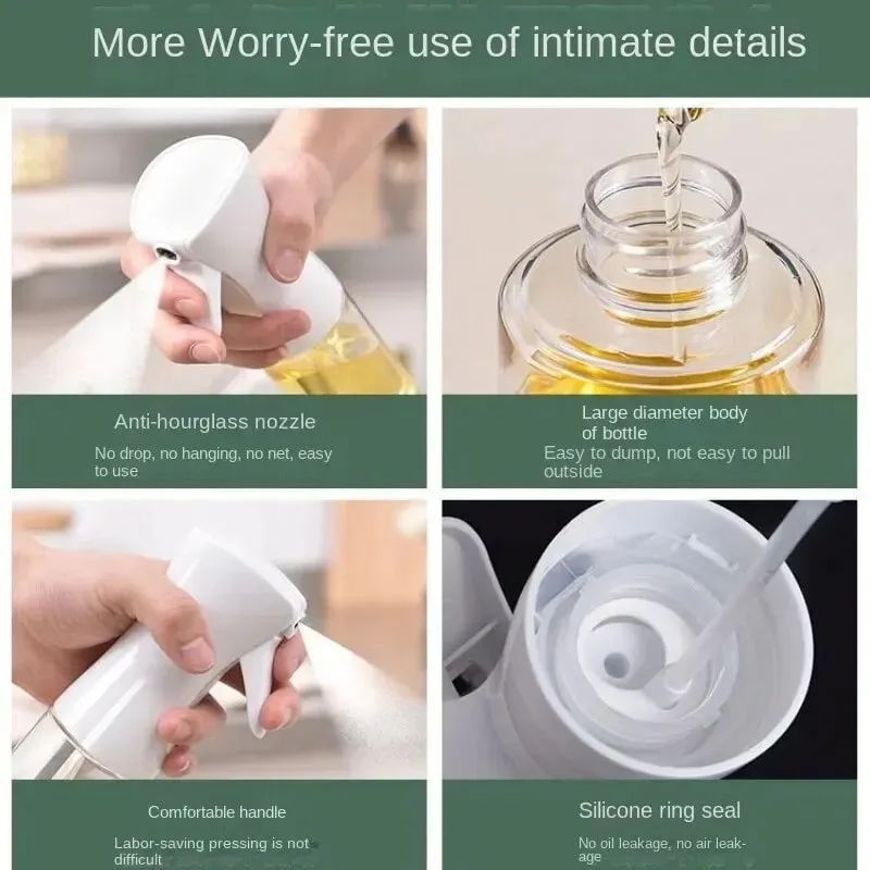 1Pc 200/300/500 ML Oil Spray Pot Kitchen Household Edible Olive Oil Spray Bottle Atomized Misty Oil Tank Air Fryer Spray Bottle — image 5
