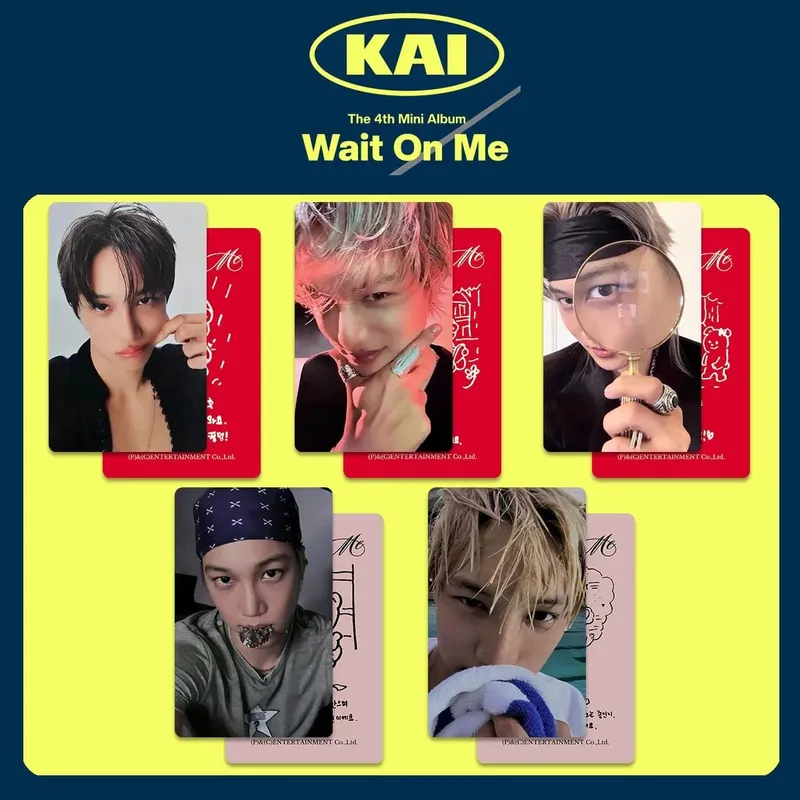 5/6PCS Kpop Hot Idol Group EXO Member KAI New Album "Wait On Me" HD Photocards Kim JongIn High Quality Fans Collect Small Cards