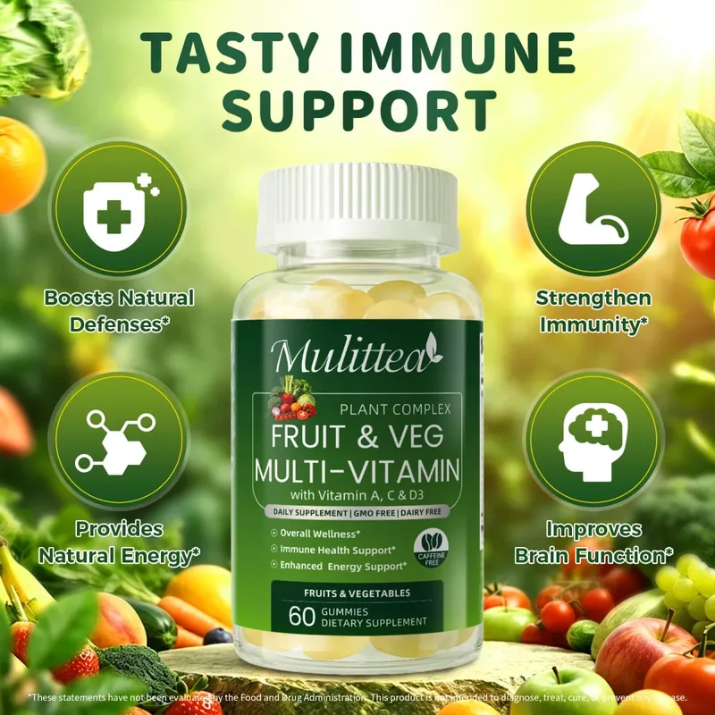 Natürliche Gemüse- und Fruchtgummis von Mulittea, Anti-Verstopfung, Entgiftung, tägliches Obst, unterstützen die Verdauung, Nahrungsergänzung mit mehreren Vitaminen — image 3