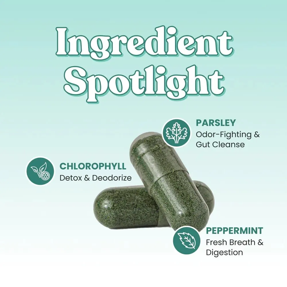 Body Magic Chlorophyll Pills - Vegan Capsules Natural Energy Booster For Body Odor Detox & Digestion Support Gut & Skin Health