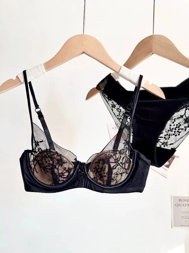 Women Red Sexy Lace Bra Set Push Up Soft Underwire Thin Lingerie Comfortable Support for Small Bust Female Underwear Suit S-XL — image 2