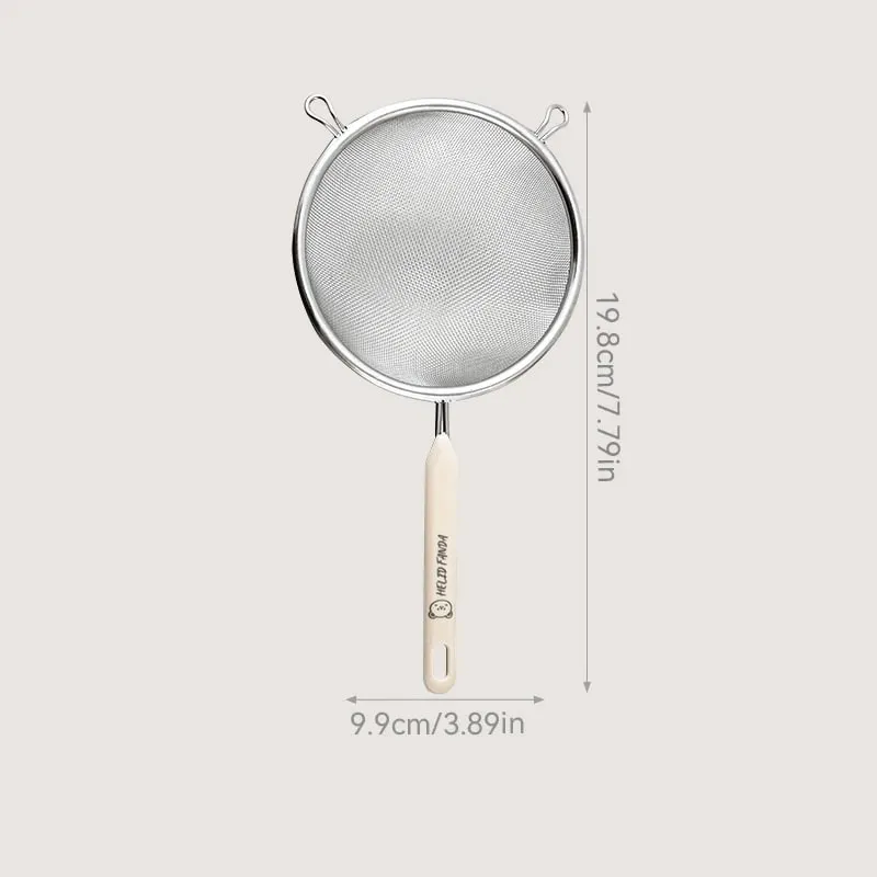 Durable 304 Stainless Steel Residue Filter With Plastic Handle Fine Mesh Strainer Flour Sieve Oil Skimmer Spoon Kitchen Utensils — image 9