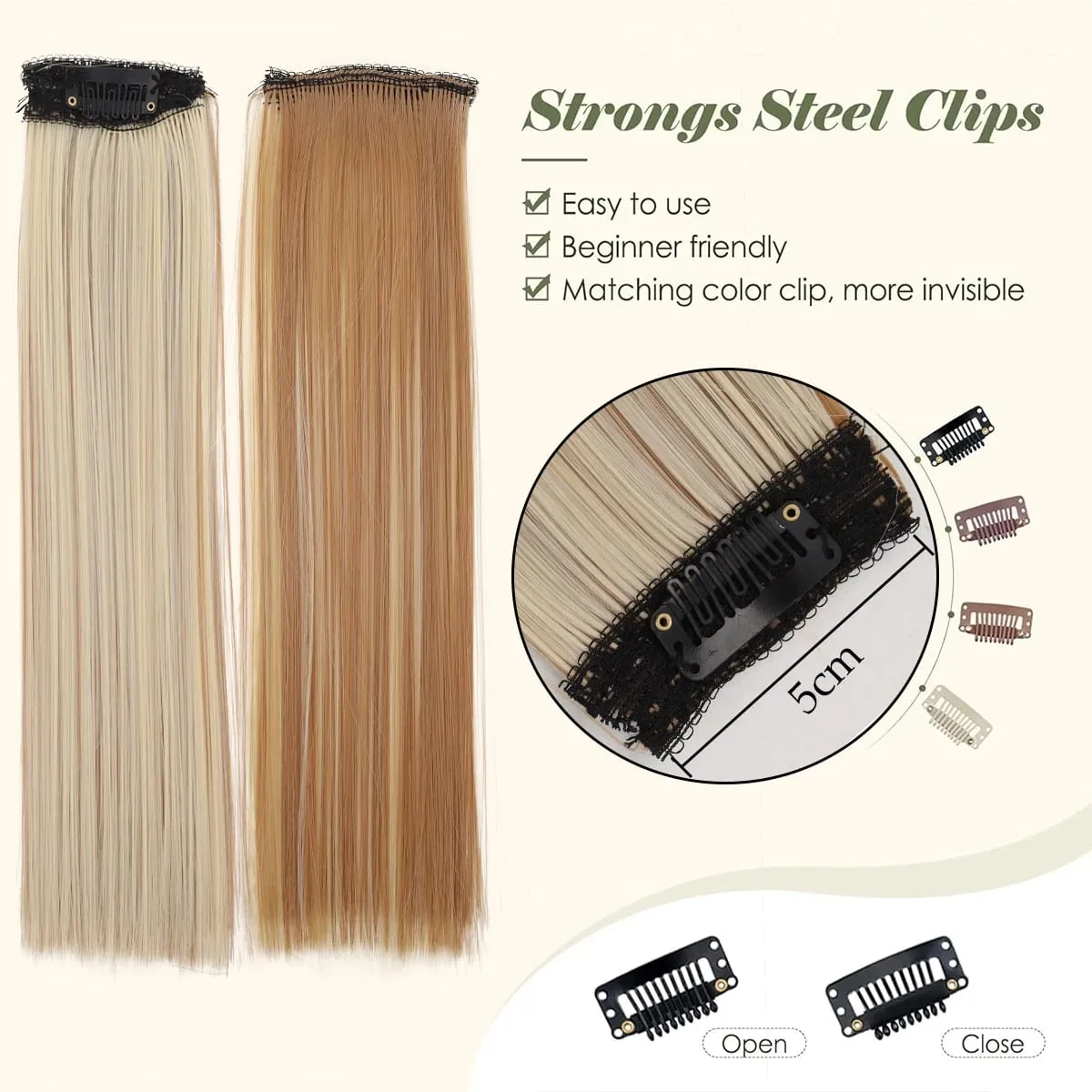 6PCS 6 Clips In Synthetic Hair Extensions Medium Short Straight Clip In Highlights Hairpiece For Women Daily Use — image 4