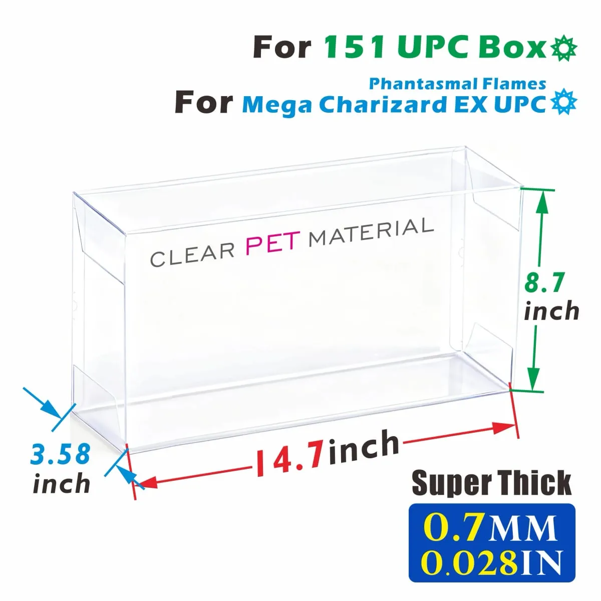 2PCS Clear Plastic Protector Case Super Thick 0.7mm For Mega Charizard EX UPC / 151UPC Box — image 6