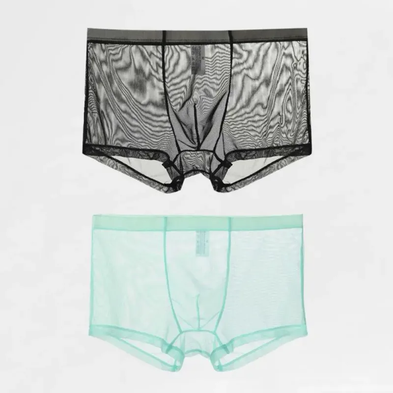 Mga Transparent na Boxer para sa Mga Lalaki na See Through Panlalaking Panloob na Sexy Mesh Low Waist Ice Silk Manipis na Nakakapalamig na Panti ng Lalaki na Panloob na Panloob — image 21