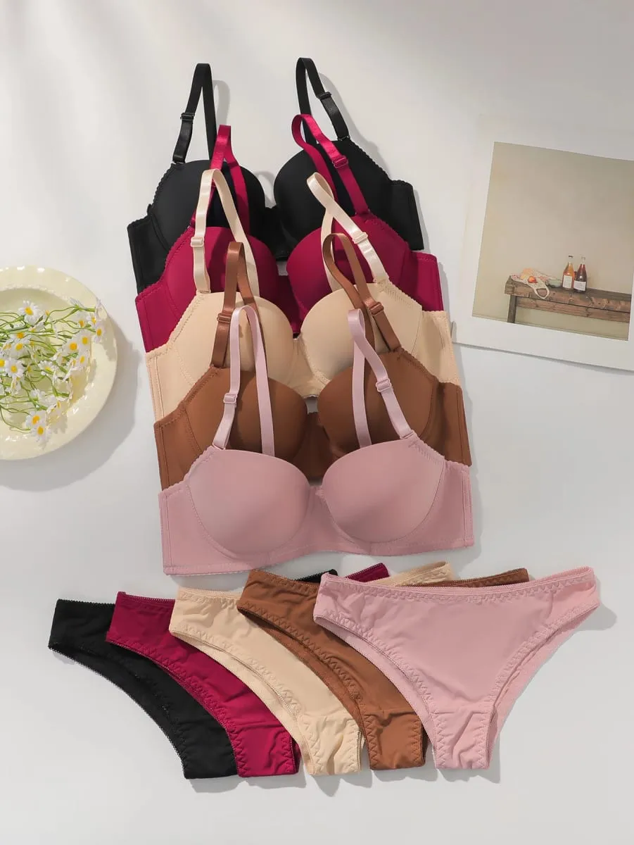 Hot selling solid color 2-piece underwear set multi-color daily four season Bra set comfortable to wear sexy Lingerie 2611 — image 1