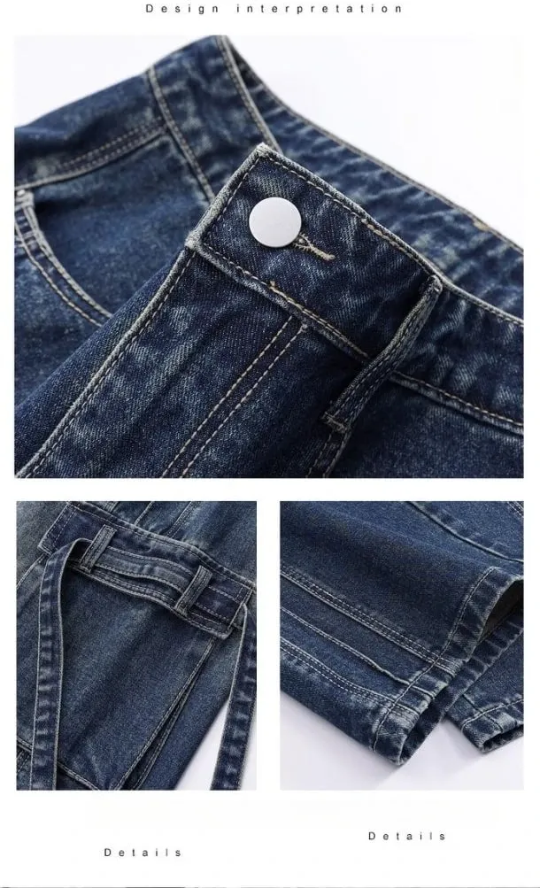 Autumn New Men's Loose Jeans Multi-pocket Work-wearing Jeans Street Hip-hop Straight Wide-leg Pants Baggy Dance Pants — image 8