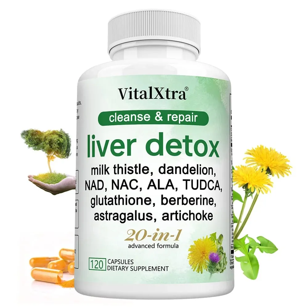 Liver Detox & Repair Capsules with Milk Thistle Dandelion & Turmeric Liver Cleanse Nourishing Antioxidant & Digestion Support — image 1