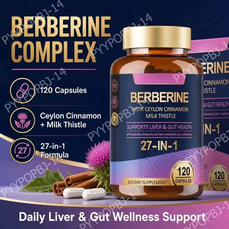 27 in 1 Berberine Supplement with Ceylon Cinnamon Milk Thistle for Liver Gut Health Immunity Men & Women 120 Vegan Capsules — image 1