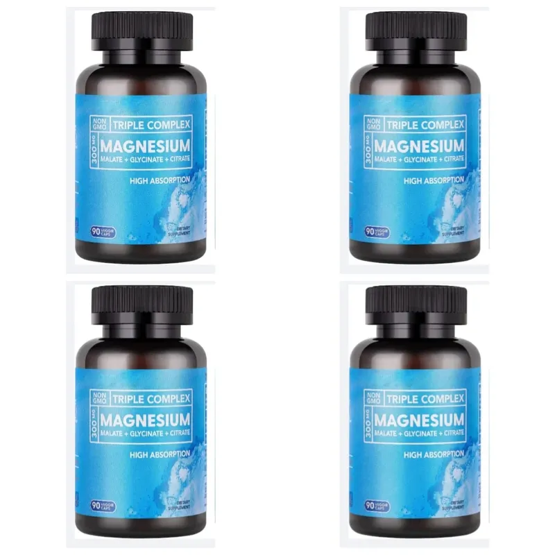 Triple Magnesium Complex 300mg Malate Glycinate Citrate High Absorption Daily Mineral Supplement Vegan Non GMO 90 Veggie Caps — image 10