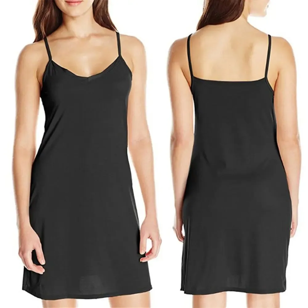 Womens Solid Color Backless Short Dress Sling Dress Slip Under Dress Sleeveless — image 3
