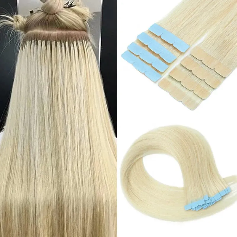 Mini Tape In Hair Extensions Human Hair PU Skin Weft Machine-Remy Straight Tape in Extensions 10pcs For Side Hair Tape ins