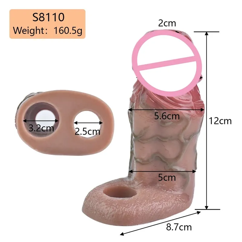 7.2in Realistic Penis Sleeve Reusable Penis Sleeve with Cock Ring Silicone Penis Enlarger Sleeve Male Adult Sex Toy for Men — image 33