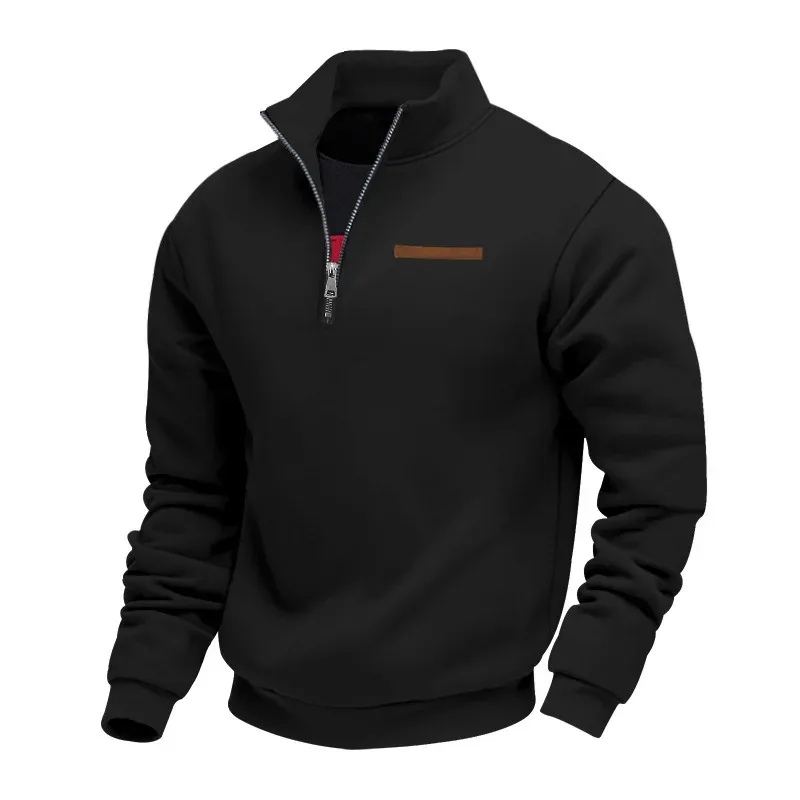 American autumn and winter heavy fleece long-sleeved men's sweater half zipper loose stand-up collar pullover men's sweater — image 13