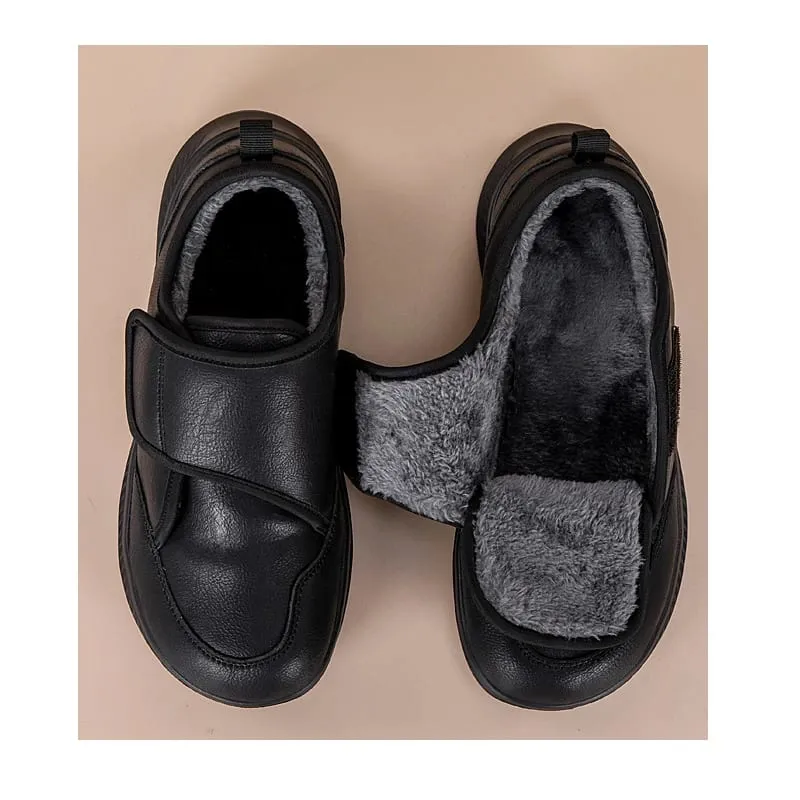 Winter Fur-lined Wide Toe Box Diabetic Shoes for Unisex Soft Leather Sneakers Adjustable Open Orthopedic Shoes for Swollen Foot
