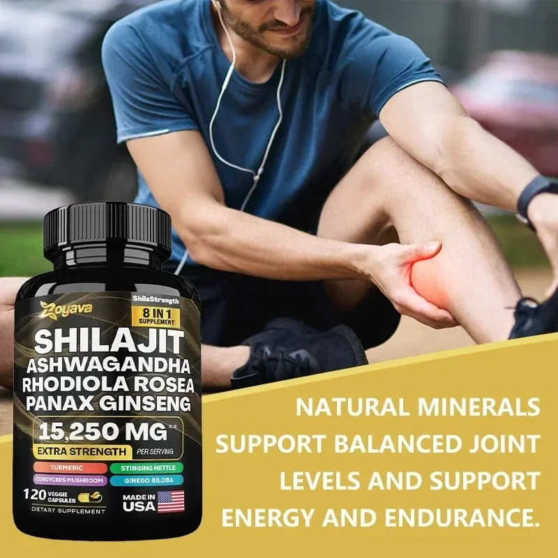 Himalaya Shilajit Ginseng Rhodiola Rosea and Ashwagandha Extract 15250mg High Strength Capsules Non-GMO Energy Immunity Joints