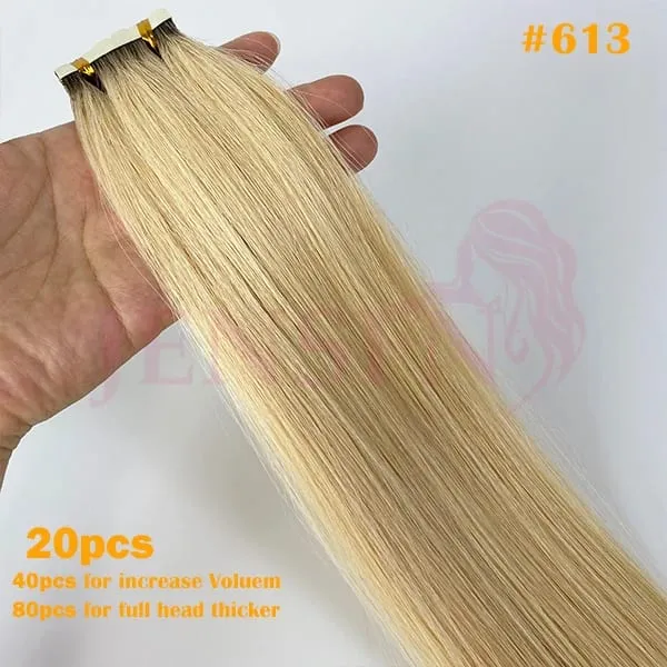 Mini Tape In Hair Extensions 100% Natural Human Hair Remy Quality Straight Seamless PU Tape Ins Brown blonde For Salon — image 12