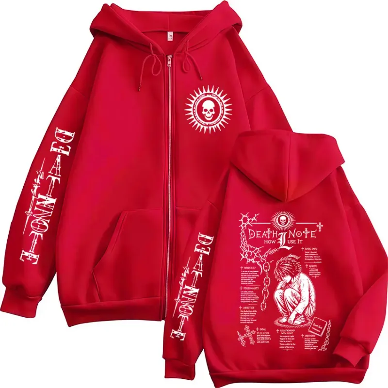 Anime Death Note L·Lawliet Ryuk Zipper Hoodies Men's Clothing Fashion Casual Long Sleeve Zip Up Hooded Sweatshirts Jackets Coats — image 4