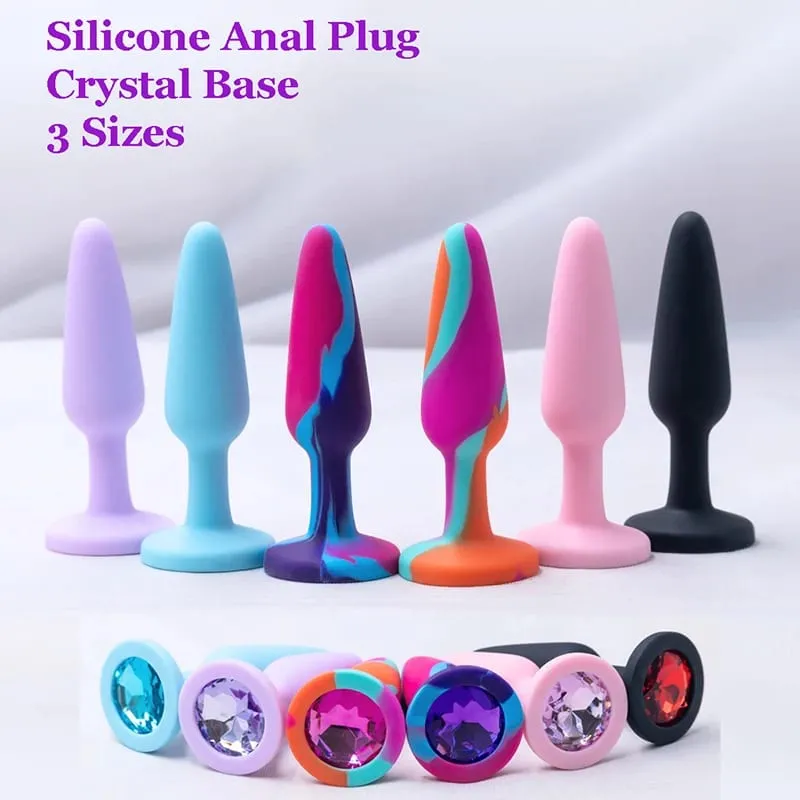 Silikon analplugg för kvinna 3 storlekar Butt Plug Crystal Base Sexleksaker Analleksaker Sexpropp Vuxenleksaker Analtränare för par