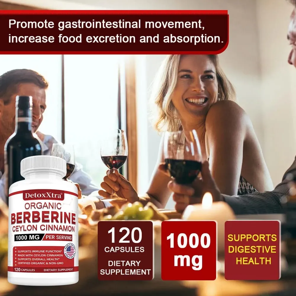 Premium Berberine HCL - Blood Sugar Support Heart Health - Ceylon Cinnamon Berberine HCI Supplement Capsules 1000MG — image 6