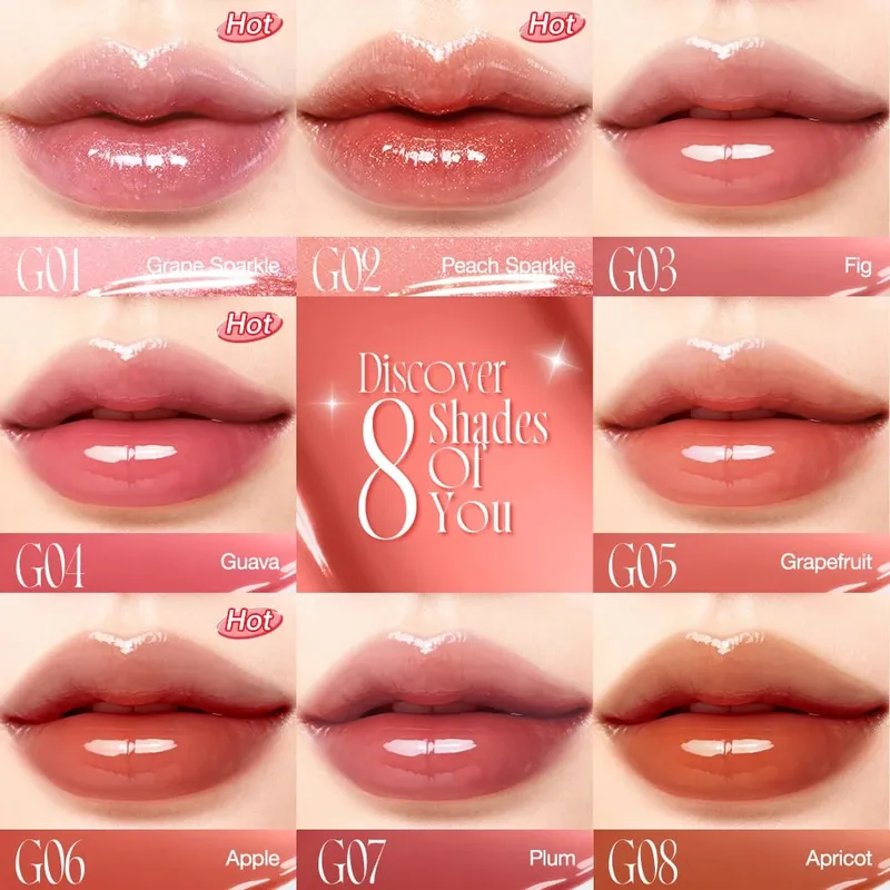 O.TWO.O Set di 8 rossetti liquidi Lucidalabbra Finitura lucida Alta brillantezza Lunga durata Idrata Set di trucco per rossetto vetroso antiaderente