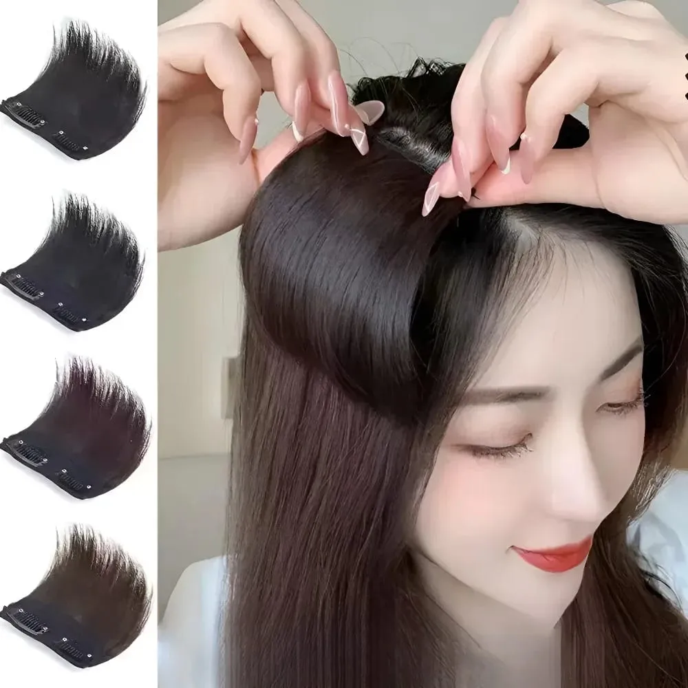 Synthetic Short Straight Pad Invisible Hair Extension Lining of Hair Top Side Cover Hairpiece for Women — image 8