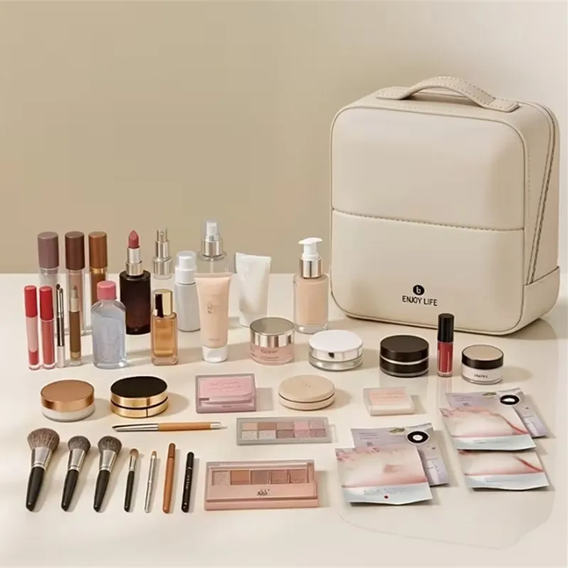 Standing Makeup Brushes Storage Bag PU Leather Multi Compartment Cosmetic Tools Bag Large Capacity Skincare Toiletry Organizer — image 5