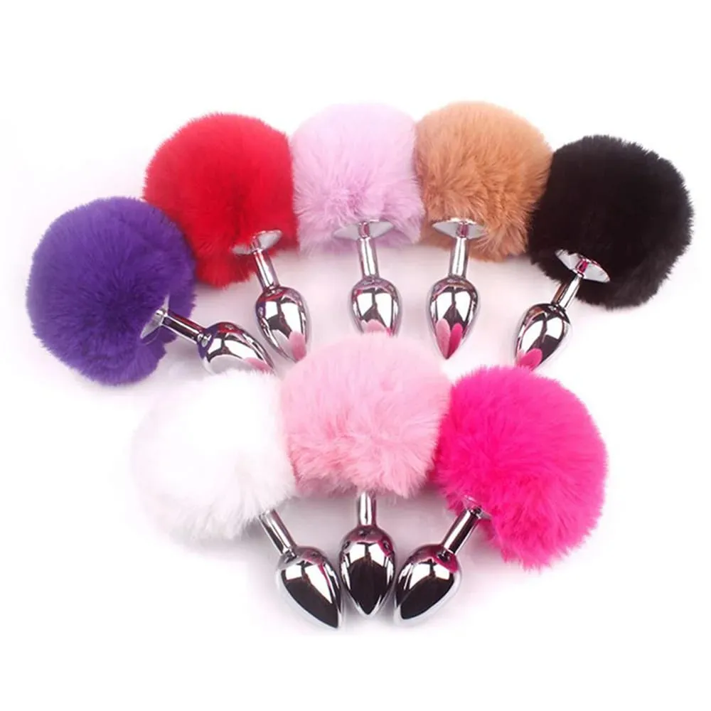 Plush Rabbit Tail Fox Tail Anal Plug Metal Butt Plug Prostate Massager BDSM Cosplay Erotic Sex Toy for Women Adults Sex Toy Gift — image 2