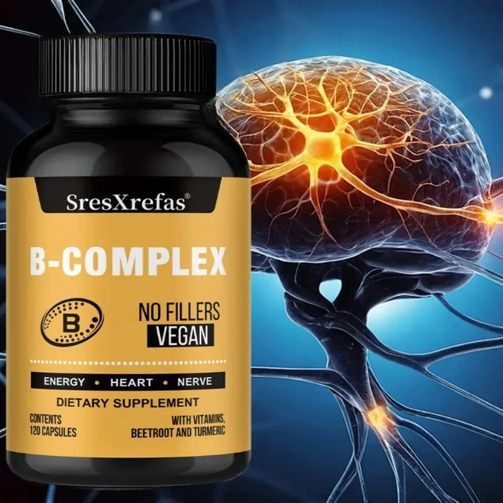 B Vitamin Supplements - with B12 for Mood Brain Nervous System Energy Metabolism Relieve Fatigue Heart Health — image 2
