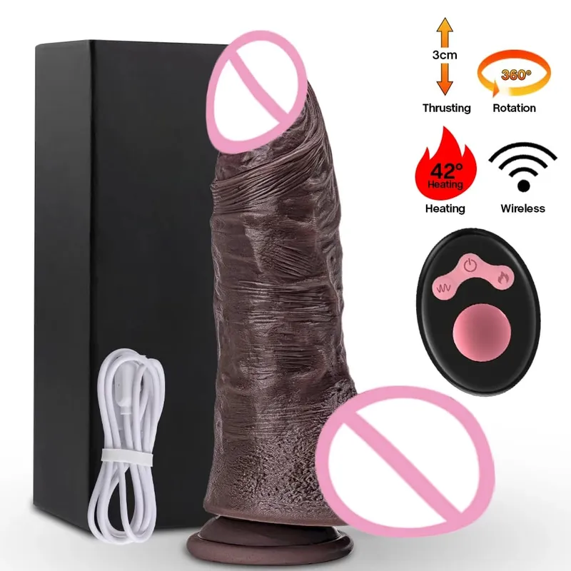 10 Modes Penis Vibrating Rotating Heating Telescopic Thrusting Dildo Vagina Dick Anal Use Unisex Electric / Manual Sex Toys — image 8