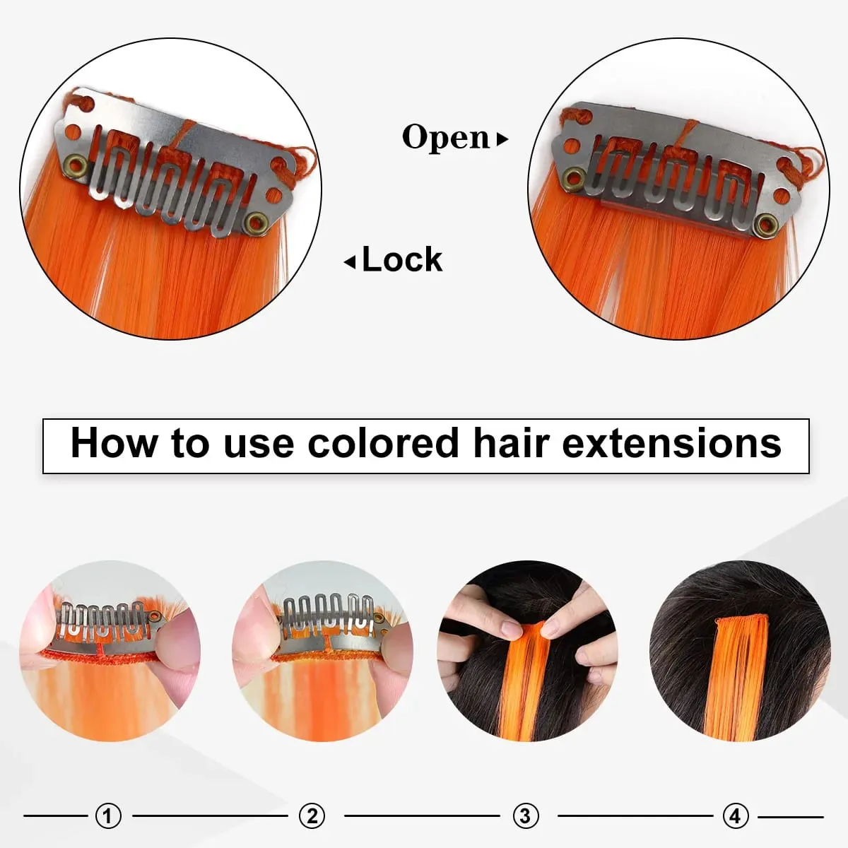 Synticthe Clip in Hair Extensions 10pcs/pack Colored Party Cosplay 22 inches for Fairy Hairpieces Long Straight Hair Extensions — image 3