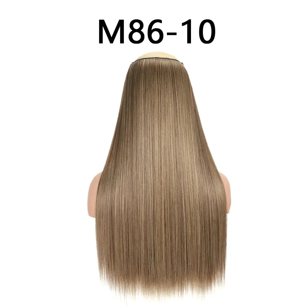Synthetic 24Inch Hair Extensions OnePiece 5 Clips Long Straight Hairstyle Heat Resistant Fake Hairpiece For Women Natural Brow — image 29