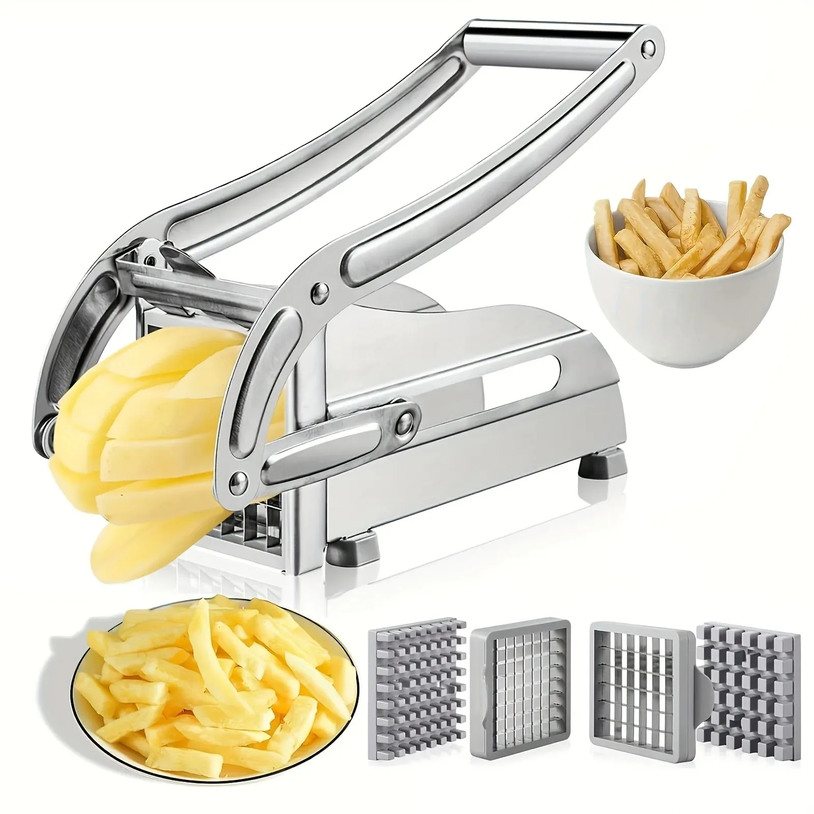 Vegetable Chopper Stainless Steel Vegetable Chopper French Fry Cutter Potato Onion Slicer Dicer Kitchen Accessories Tools Supply — image 8