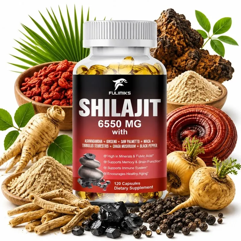 Shilajit 6550MG Capsules with Ashwagandha & Ginseng Supports Energy Stamina Immunity Brain Function & Healthy Aging — image 2