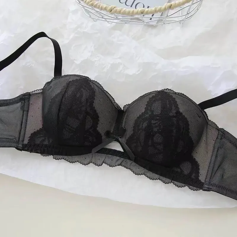Ensemble de soutien-gorge demi-tasse en dentelle française, Push Up sans fil, petite poitrine, améliore le levage, Anti-affaissement, confort, ensemble de Lingerie Sexy pour femmes — image 14