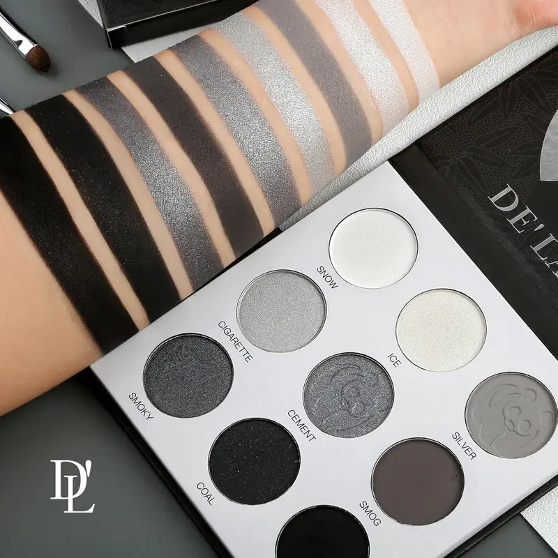 Eyeshadow Palette 9 Colors Grey Black Matte Shimmer Pearly Eye Shadow Goth Punk Smoky Fine Flash Lasting Eye Makeup