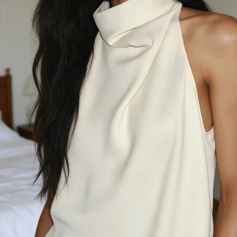 Women Summer Coquette Backless Halter Crop Tops Solid Satin Slip Tank Top Casual Office Ladies Off Shoulder Evening Party Vests — image 5