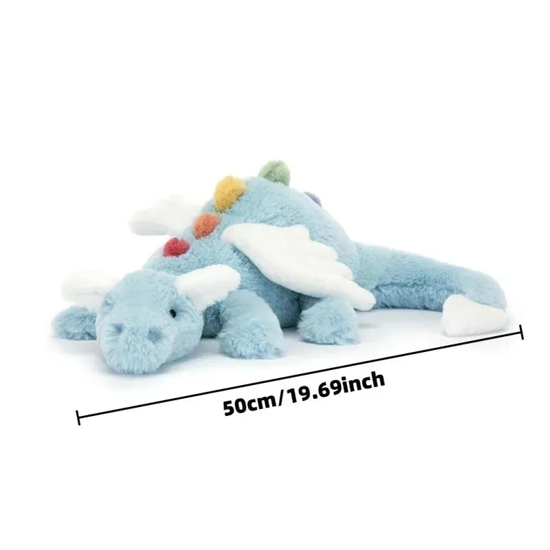 Blue Dragon Plush Toy Cute Soft Stuffed Animal with Colorful Spikes Wings Kids Birthday Gift Home Decoration Comfort Companion
