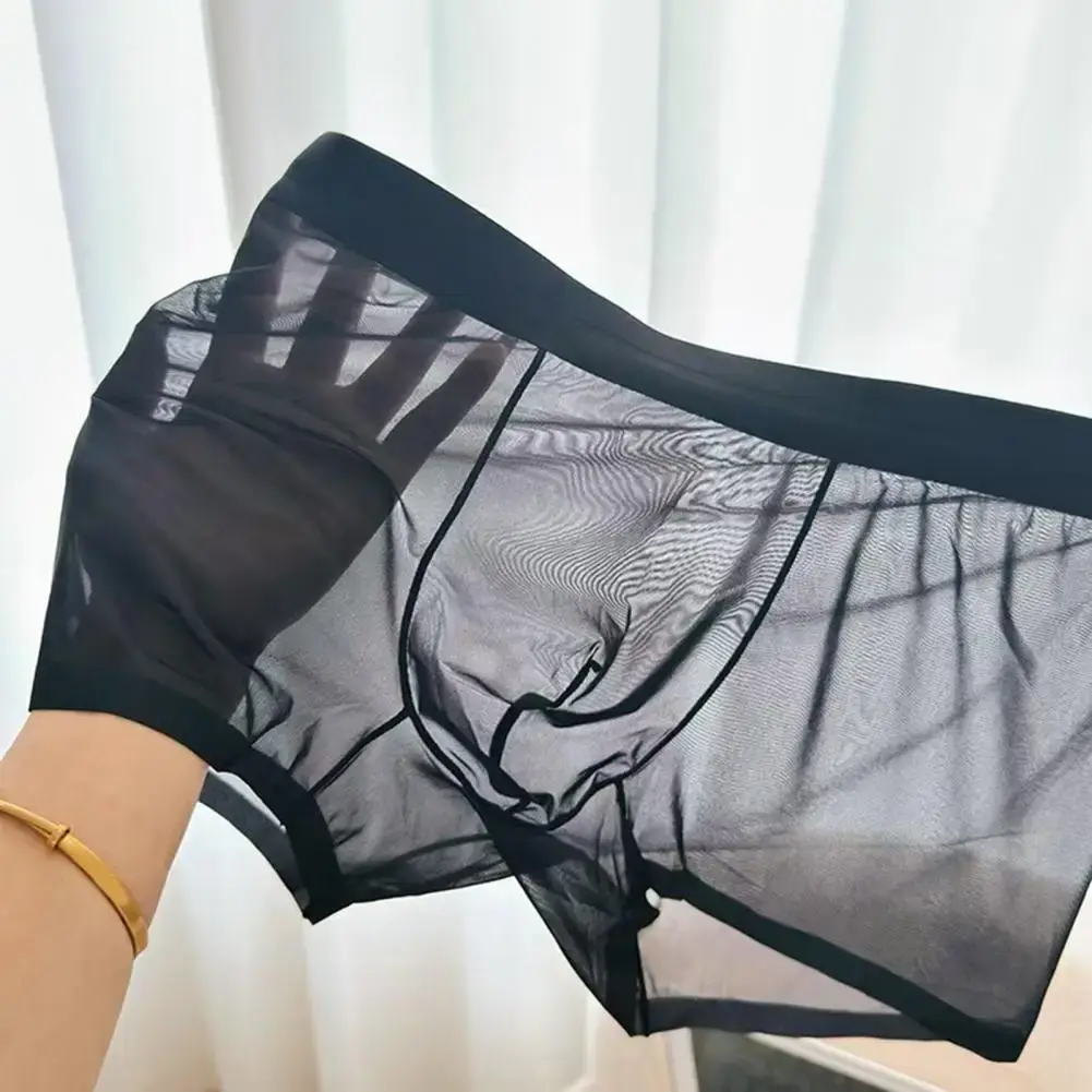 Mga Lalaking Boxer na Transparent Magaang Panloob na Kasuotang Panlalaki na Elastic sa Gitnang Baywang U-Convex Manipis na Pananaw na Shorts Briefs Walang Seamless Panty — image 5