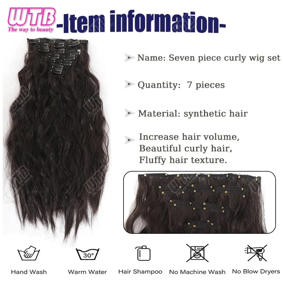 Synthetic 16 Clips in Hair Extensions Long Wavy Hairstyle Blonde Black Hairpieces Heat Resistant False Hair Daily Use — image 6