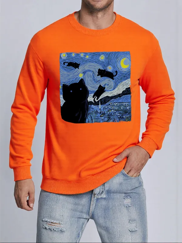 Van Gogh Starry Night Cat Printed Pullovers Unisex Thicken All-Match Sweatshirt Hip Hop Loose Hoodie Autumn Casual Sweatshirts — image 12