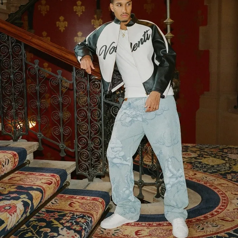 Y2k American Hip Hop Streetwear Angel Baggy Jeans Retro High Street Cupids Arrow Men Women Pants Unisex Casual Straight Jeans — image 7