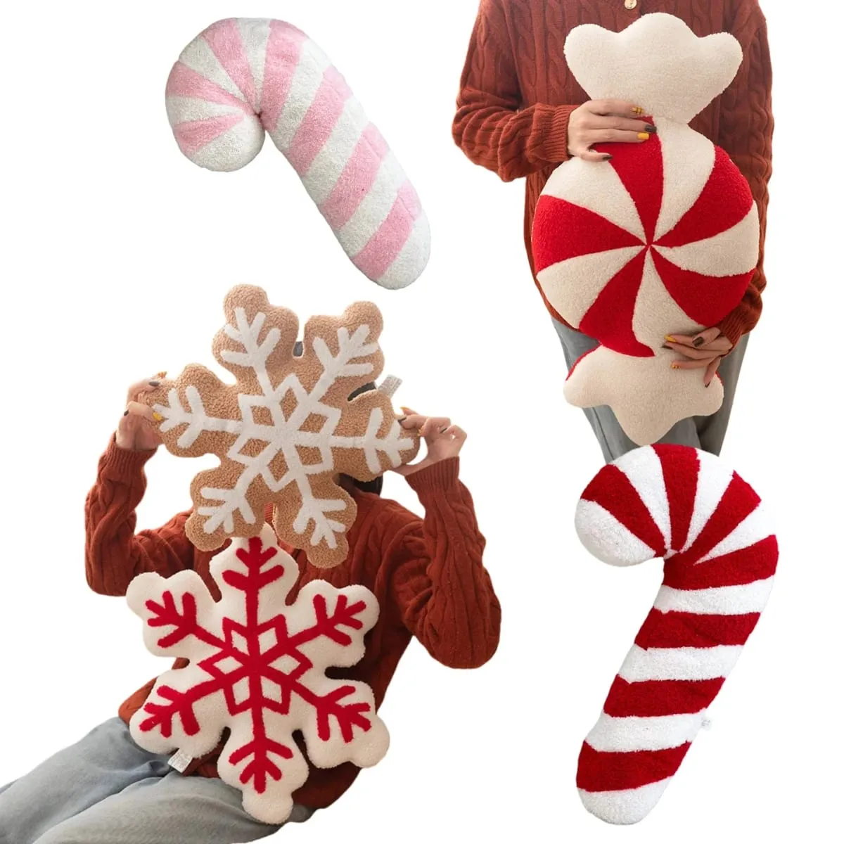Classic Christmas Series Throw Pillow Candy Lollipop Snowflake Xmas Scepter Balls Doll Soft Sofa Cushion Festival Home Decor — image 2