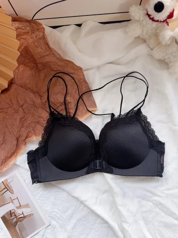 Best Selling Leopard Print Front Closure Push Up Bra Set Sexy Back Design Small Bust Enhancing Women Lingerie — image 8