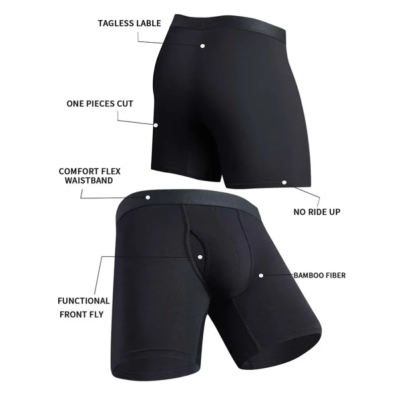 8Pcs Boxers Man Black Long Boxer Short Breathable Men's Underpants 3D Cutting U Pouch Design Man Clothes Plus Size Man Underwear — image 4