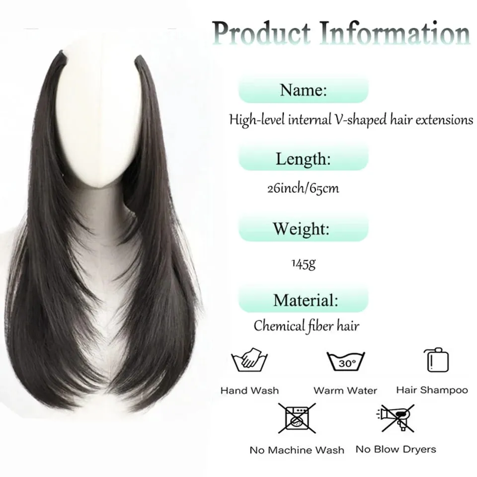 Synthetic Wig One-piece Straight Wig Layered Extension Wig Korean Fluffy Hair Piece Extension Wig For Women Christmas New Year — image 5